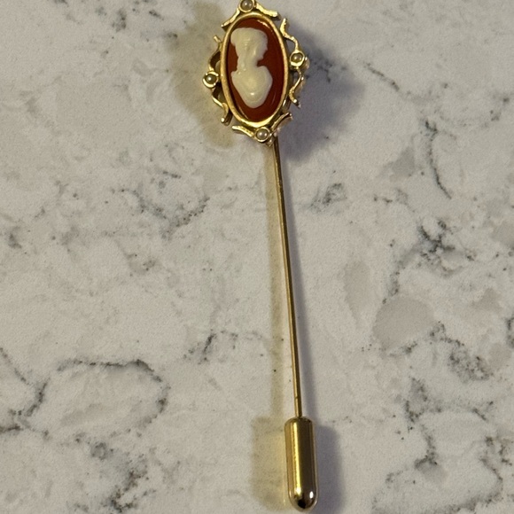Avon Jewelry - Vintage Avon Cameo Stick Pin Brooch Victorian Style Gold Tone